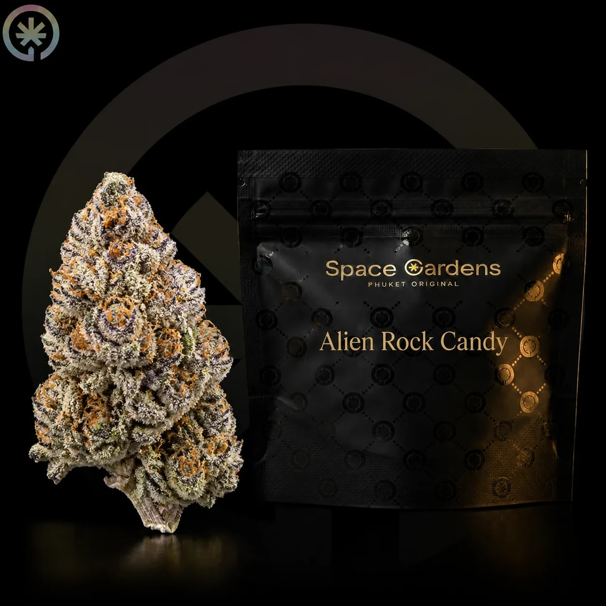 Alien Rock Candy Cannabis Flower packaging at Space Gardens Phuket