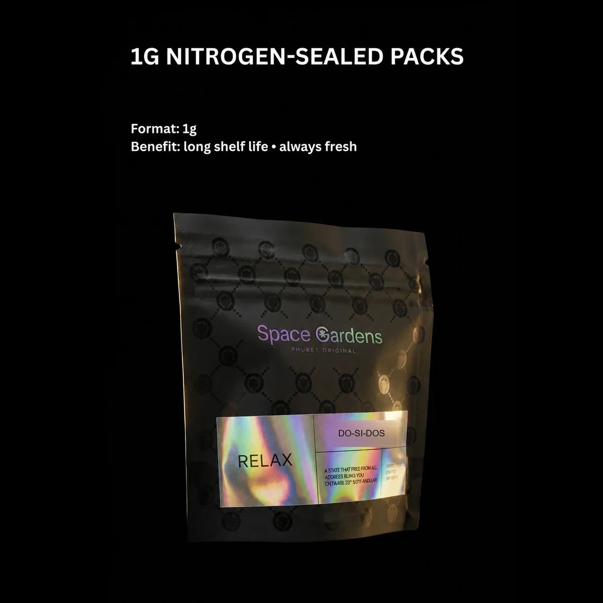 Do-Si-Dos 1g nitrogen-sealed flower pack from Space Gardens