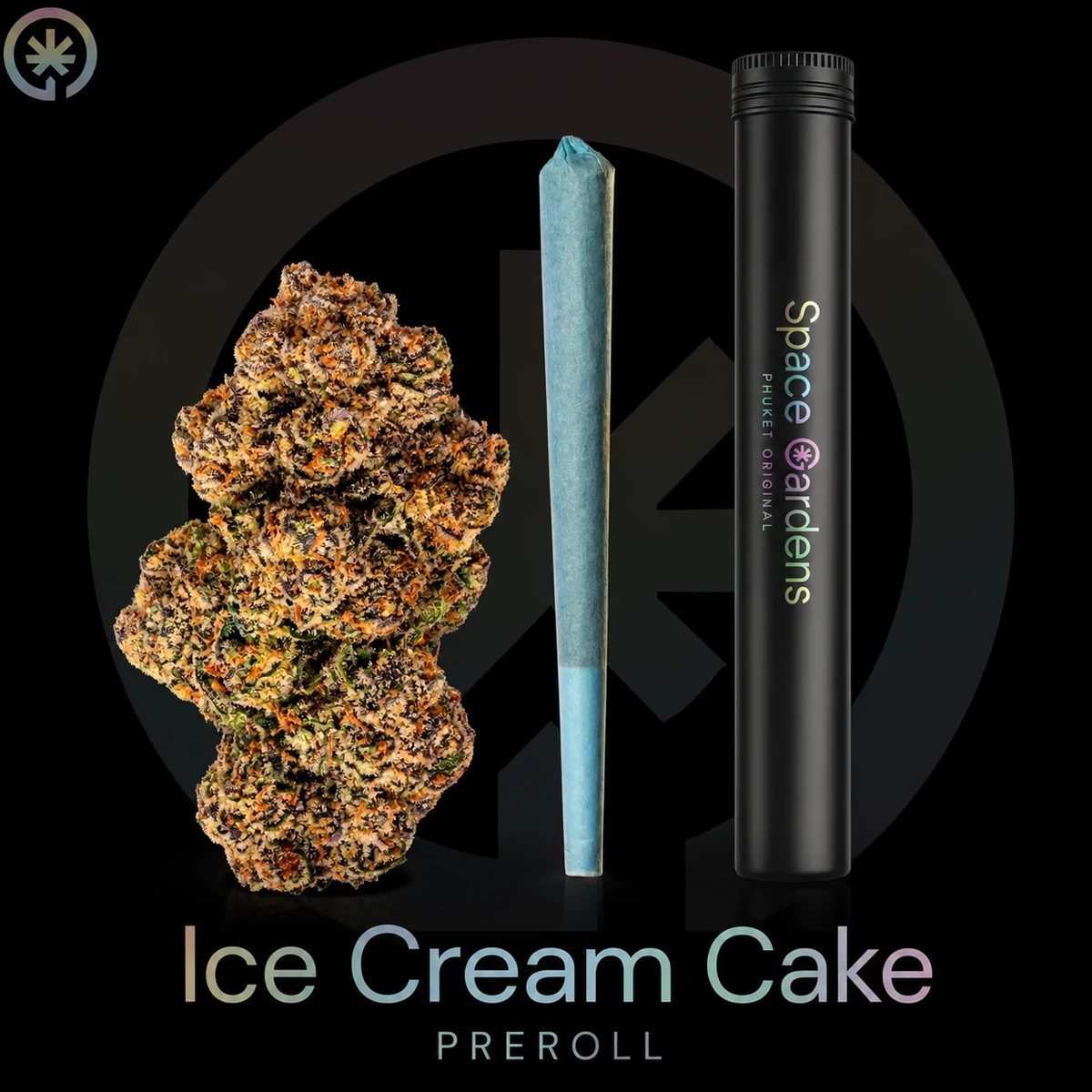 Ice Cream Cake pre-roll in Phuket with flower and Space Gardens tube