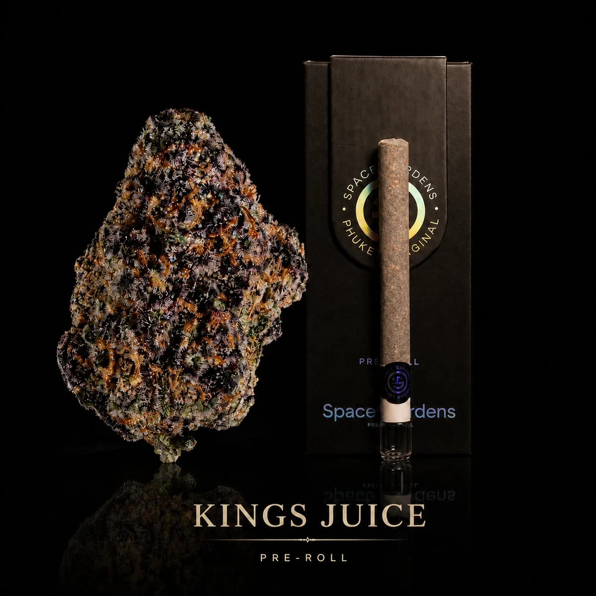 King's Juice pre-roll in Phuket with flower and Space Gardens pack