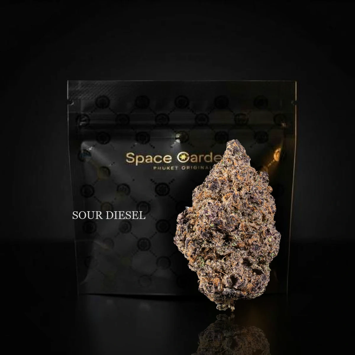 Sour Diesel Cannabis Flower close up at Space Gardens Phuket